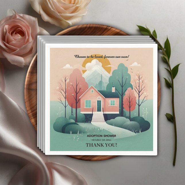 Cute Modern Forever Home Adoption Foster Shower In Napkin (Creator Uploaded)