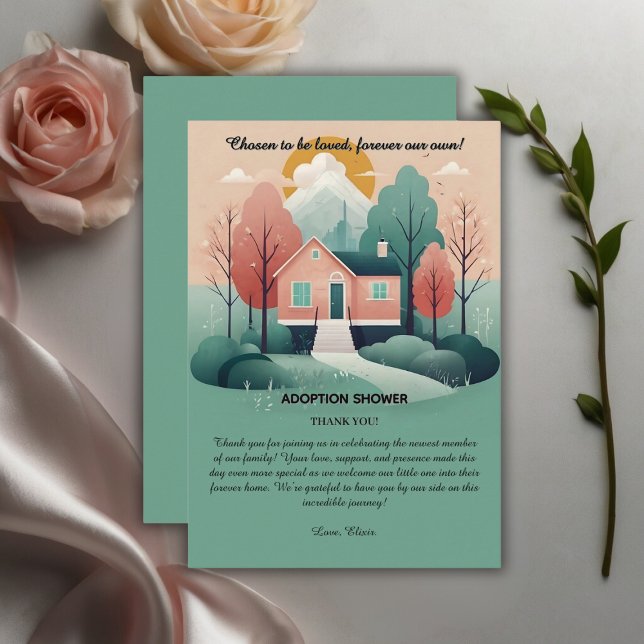 Cute Modern Forever Home Adoption Foster Shower In Thank You Card (Creator Uploaded)