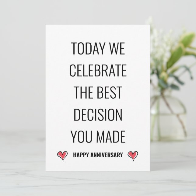 Cute Modern Funny Minimalistic Happy Anniversary (Standing Front)
