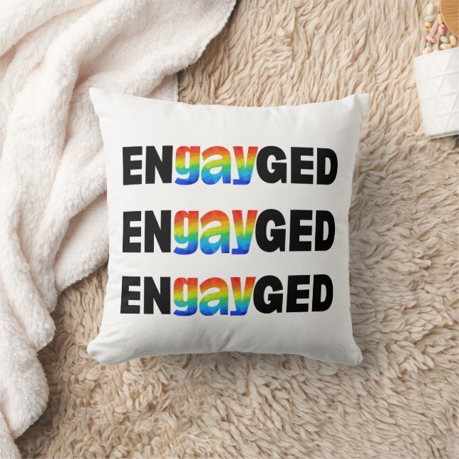Cute Modern Gay Pride EnGAYged Typography Cushion (Blanket)