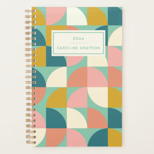 Cute Modern Geometric Shapes Teal Personalised Planner