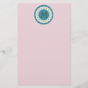 Cute modern girly cartoon bees monogram stationery