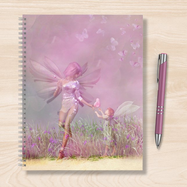 Cute Modern Girly Pink Butterfly Fairies Notebook (Creator Uploaded)