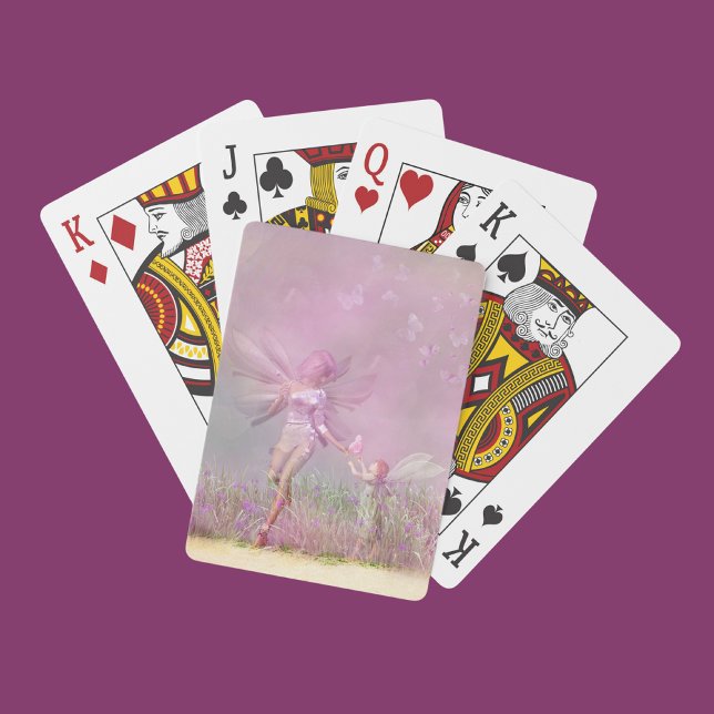 Cute Modern Girly Pink Butterfly Fairies Playing Cards (Creator Uploaded)