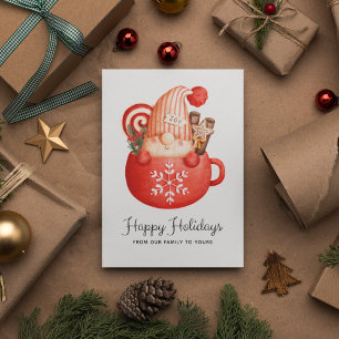 Cute Modern Gnome Mug Christmas Flat Holiday Card