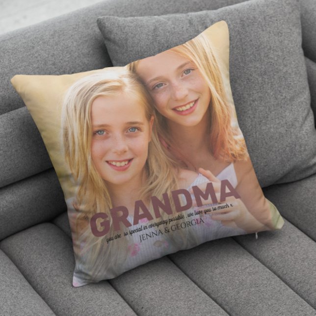 Cute modern Grandma photo quote throw pillow (Creator Uploaded)