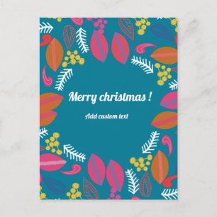 Cute modern green floral christmas customised note postcard