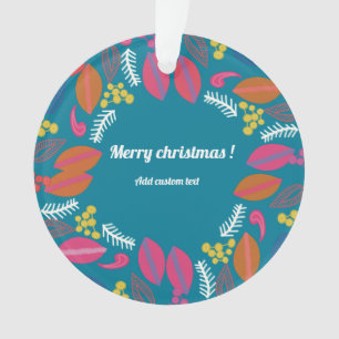 Cute modern green floral christmas customised ornament