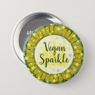    Cute Modern Green Stars Cheerful Vegan Add Text 7.5 Cm Round Badge