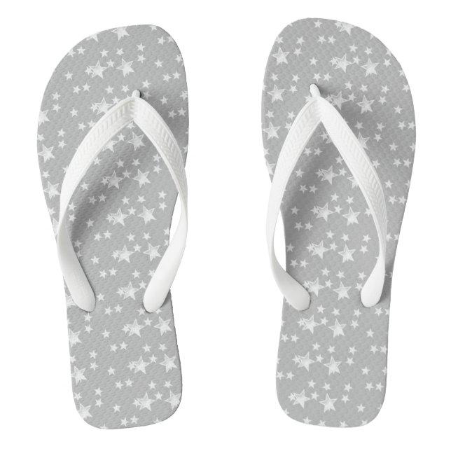 Cute Modern Grey and White Stylish Stars Jandals (Footbed)