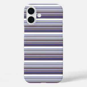 Cute modern grey blue stripes iPhone 16 plus case