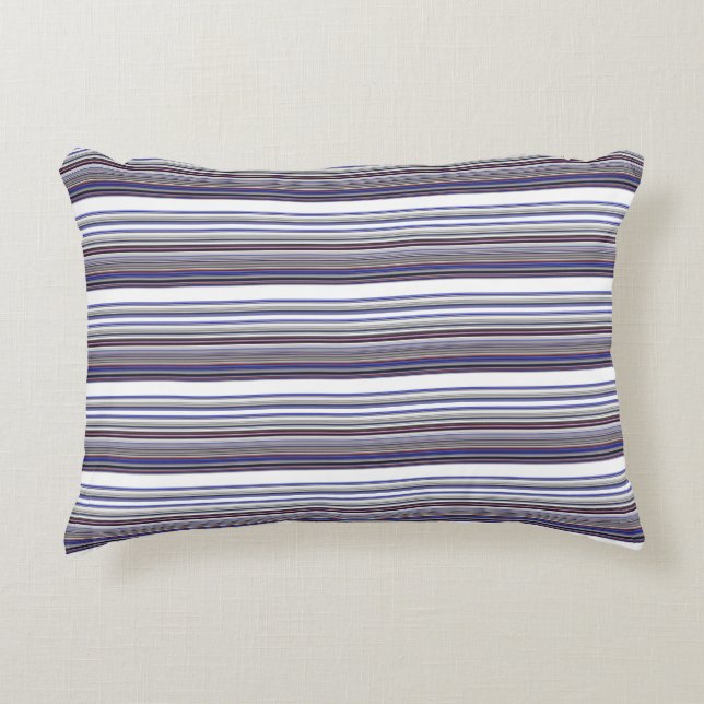 Cute modern grey blue stripes decorative cushion (Front)
