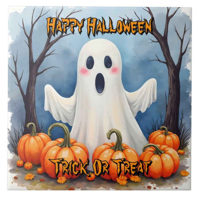 Cute Modern Halloween Spooky Collection Tile (Front)