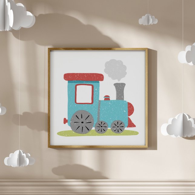Cute & Modern Hand-Drawn Train Nursery Art Poster (Creator Uploaded)