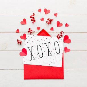 Cute Modern Hearts XOXO Valentine's Day Post Card