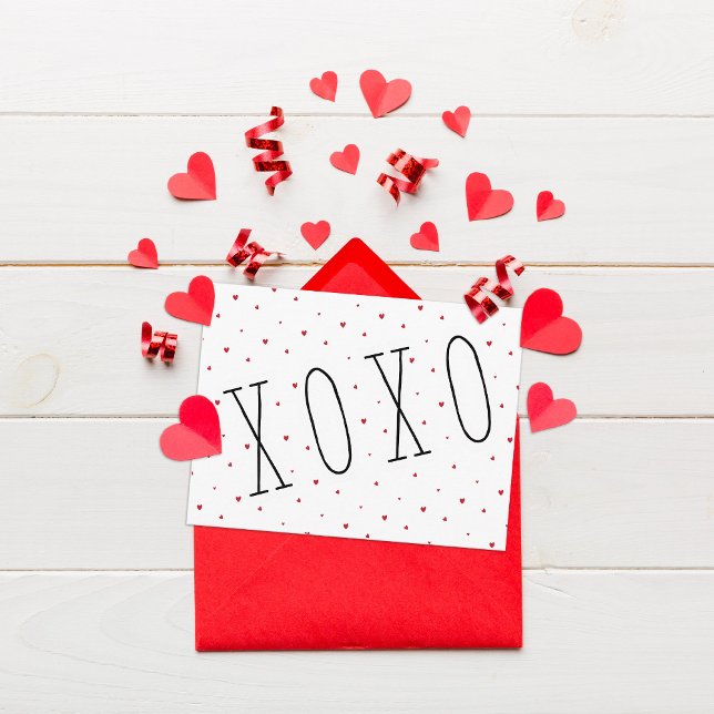 Cute Modern Hearts XOXO Valentine's Day Post Card (Creator Uploaded)