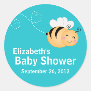 Cute Modern Honey Bee Baby Shower Invitation Classic Round Sticker