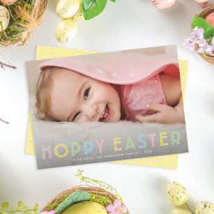 Cute Modern Hoppy Easter Holiday Photo Card