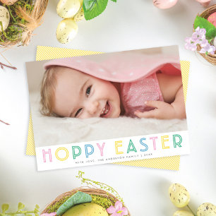 Cute Modern Hoppy Easter Holiday Photo Card