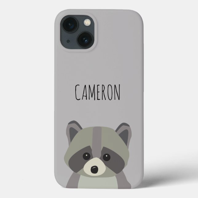 Cute Modern Illustration Personalised Racoon Case-Mate iPhone Case (Back)