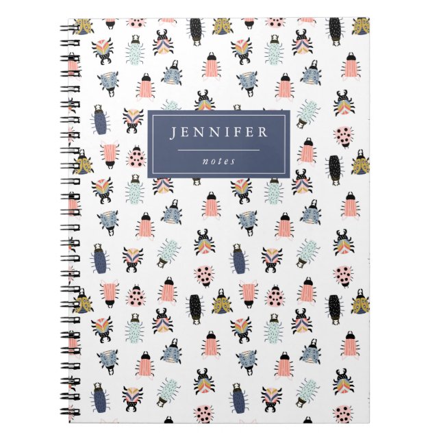 Cute Modern Insect Bugs Pattern Notebook (Front)