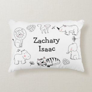 Cute Modern Jungle Safari Animals Boy Nursery Decorative Cushion