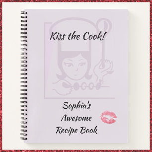 Cute Modern Kiss The Cook Recipe Notebook