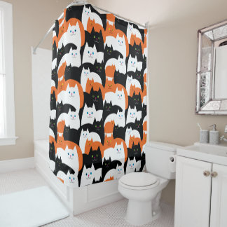 Cute Modern Kitty Cat Pattern Shower Curtain