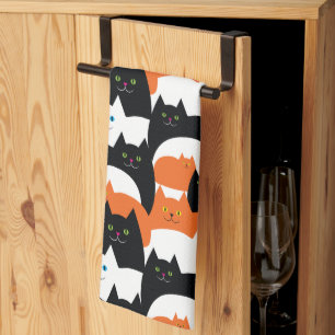 Cute Modern Kitty Cat Pattern Tea Towel