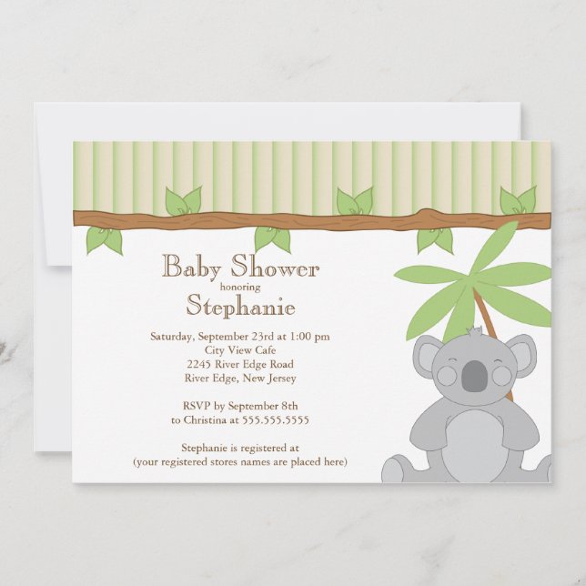 Cute Modern Koala Baby Shower Invitation (Front)