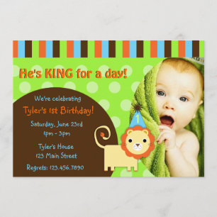 Cute Modern Lion Birthday Invite