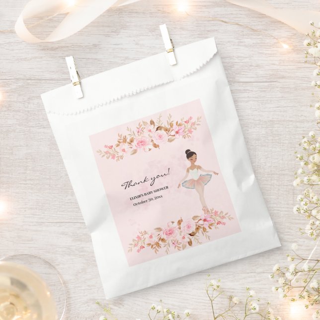 Cute Modern Little Ballerina Photo Baby Shower Favour Bags (Clipped)