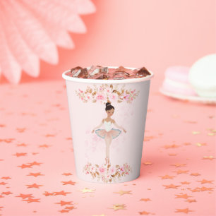 Cute Modern Little Ballerina Photo Baby Shower Paper Cups