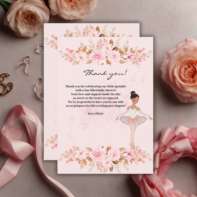 Cute Modern Little Ballerina Photo Baby Shower Thank You Card (Creator Uploaded)