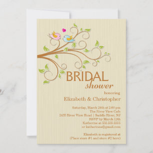 Cute Modern Love Birds Bridal Shower Invitations