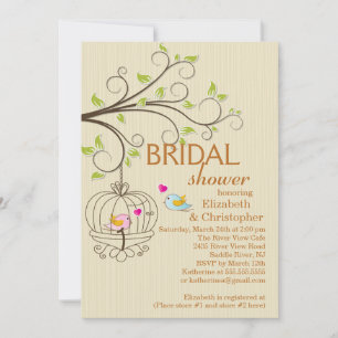 Cute Modern Love Birds Bridal Shower Invitations