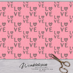 Cute Modern Love Script Pink Valentine's Day Tissue Paper