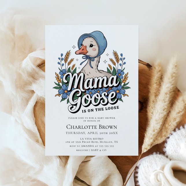 Cute Modern Mama Goose Baby Shower Invitation (Creator Uploaded)
