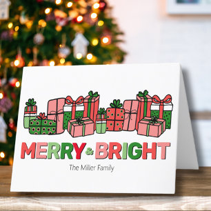 Cute Modern Merry And Bright Christmas Holiday Card