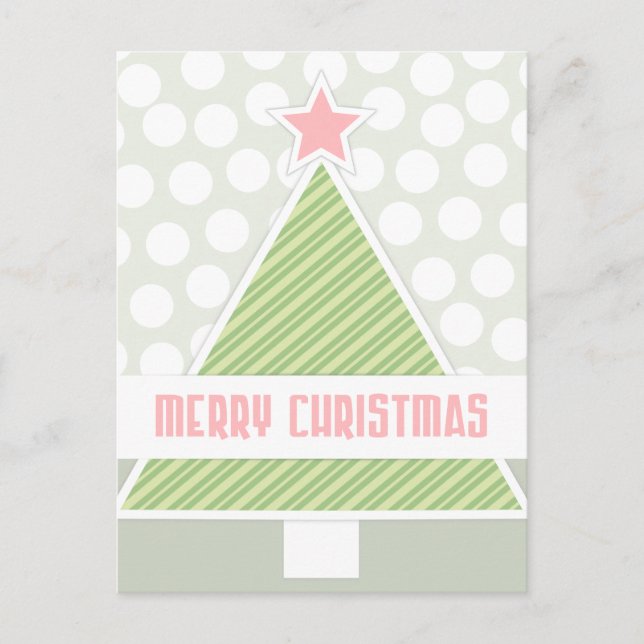 Cute Modern Merry Christmas Tree Holiday Postcard (Front)