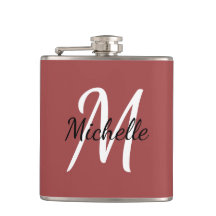 Cute Modern Minimal Red Monogram Name + Initial