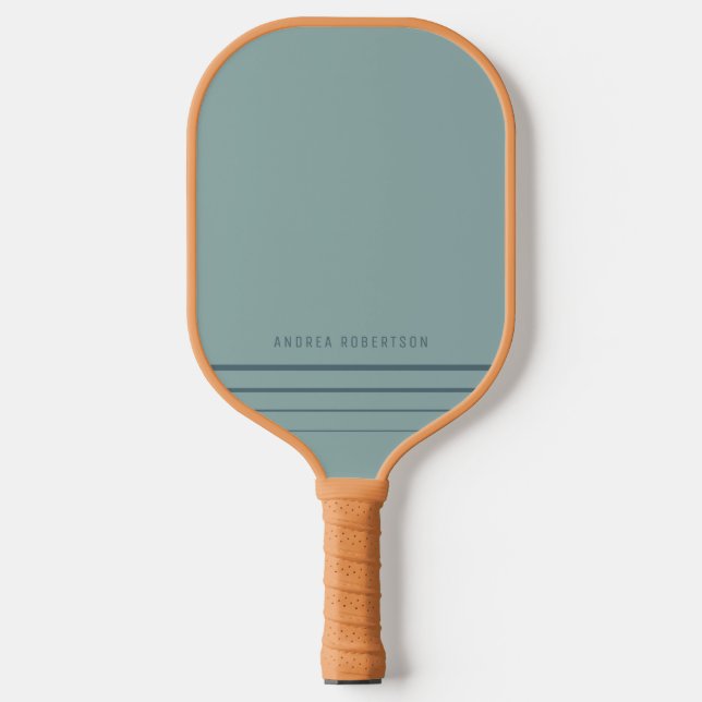 Cute Modern Minimalist Blue Teal Custom Name  Pickleball Paddle (Front)
