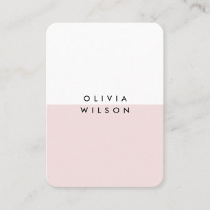Cute Modern Minimalist Pink White Business Card