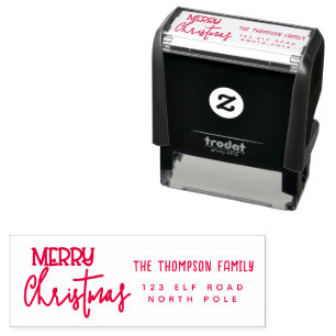 Cute Modern Minimalist Script Merry Christmas Self-inking Stamp