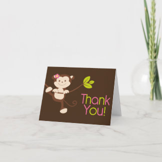Cute Modern Monkey Birthday Party Thank You Card
