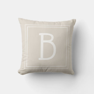 Cute Modern Monogram Initial Square Rustic Tan Cushion