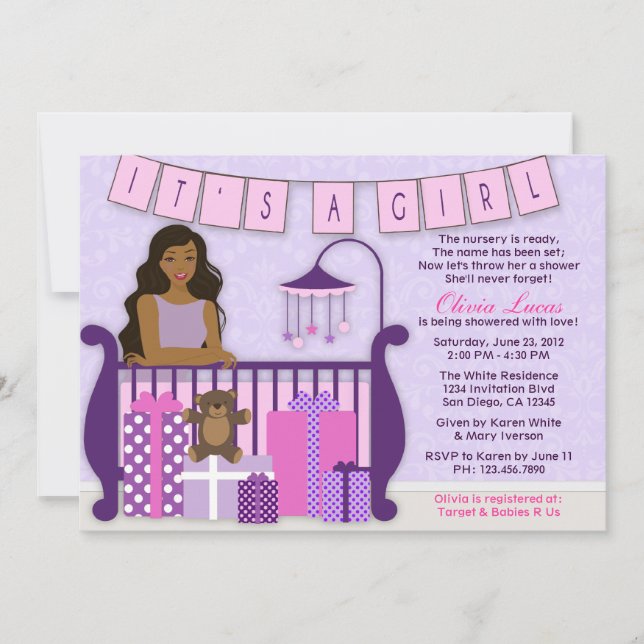 Cute Modern Mum in Nursery Baby Shower Invite (Front)