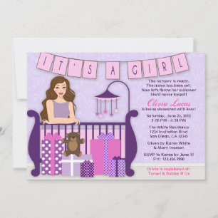 Cute Modern Mum in Nursery Baby Shower Invite