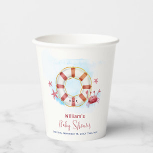 Cute Modern Nautical Crab Starfish Baby Shower  Paper Cups