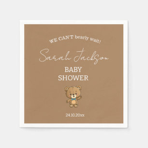 Cute Modern Neutral Teddy Bear Baby Shower Napkin